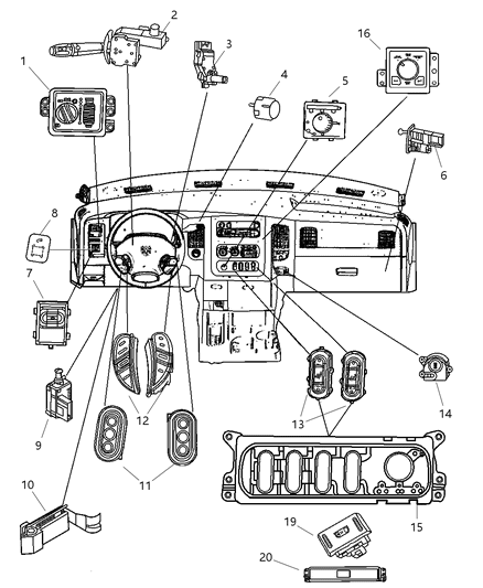 2006 Dodge Ram 2500 Switches - Instrument Panel Diagram