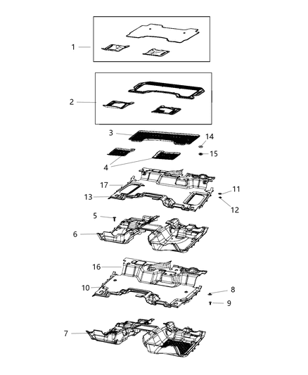 2019 Ram 1500 Floor - Front Diagram for 6WL751C5AA