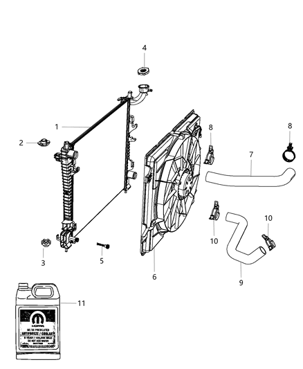 2015 Dodge Durango Radiator & Related Parts Diagram 1