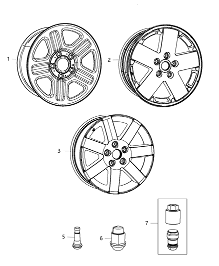 2012 Jeep Wrangler Wheels & Hardware Diagram