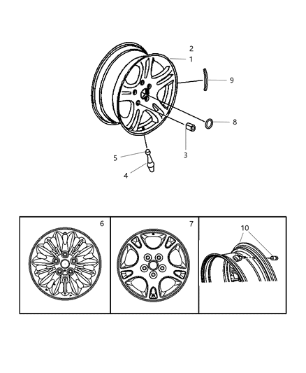 2007 Dodge Caravan Wheels & Hardware Diagram