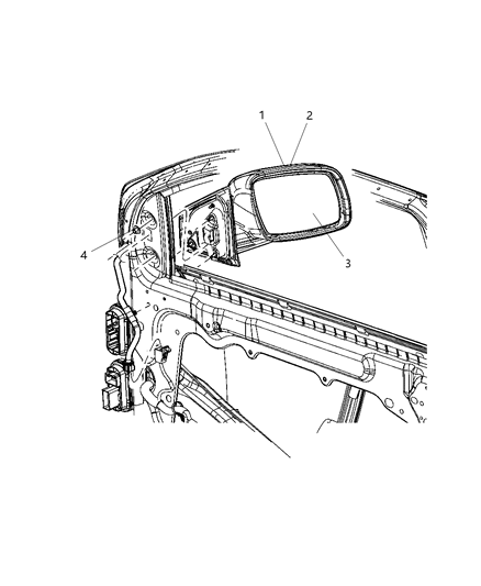 2011 Dodge Journey Outside Rear View Mirror Diagram for 1CE291A4AD