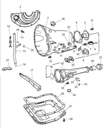 2001 Dodge Ram Van Case & Related Parts Diagram 1