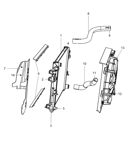 2008 Jeep Grand Cherokee Radiator & Related Parts Diagram 1