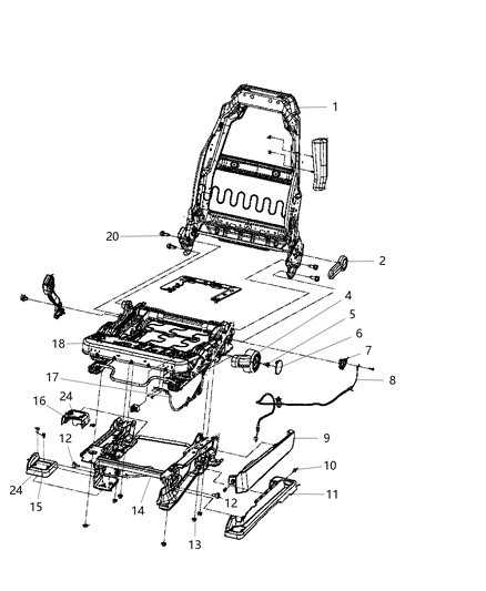 2018 Jeep Wrangler Frame-Front Seat Back Diagram for 68088755AB