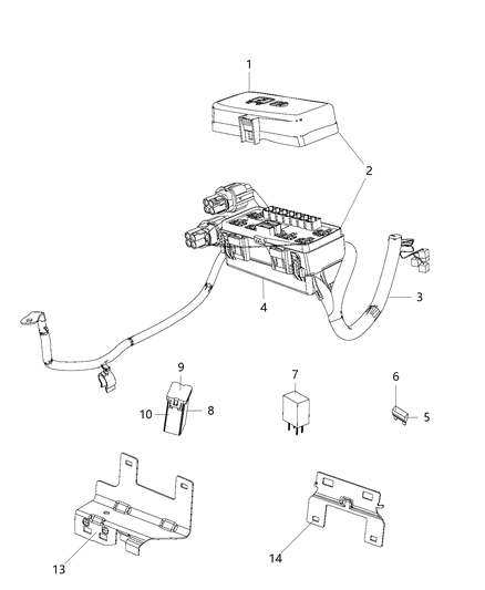 2014 Ram 3500 Cover-Power Distribution Center Diagram for 68188680AA