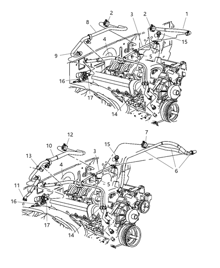 2001 Dodge Durango Plumbing - Heater Diagram 1