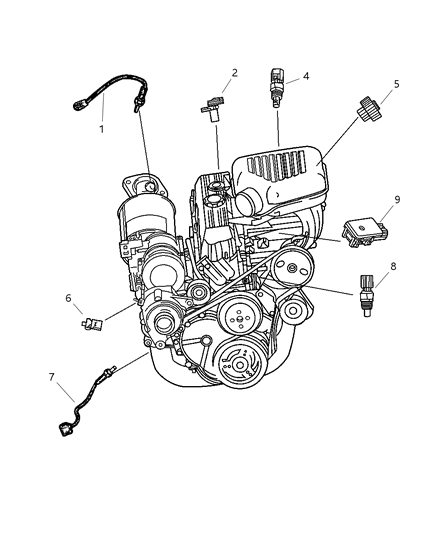 2003 Jeep Wrangler Sensors - Engine Diagram 1