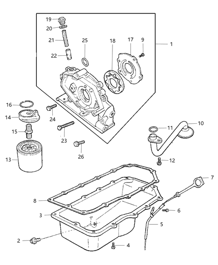 2003 Dodge Neon Engine Oiling Diagram 1