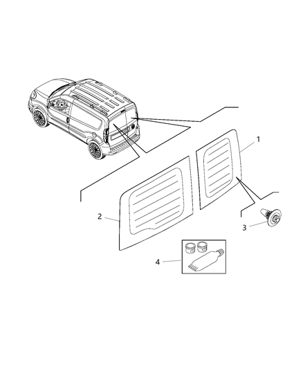 2020 Ram ProMaster City Glass-Rear Door Diagram for 68266355AA