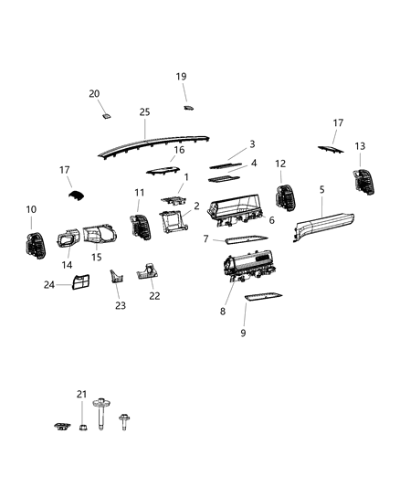 2019 Ram 3500 Outlet-Air Conditioning & Heater Diagram for 5YM482X7AC
