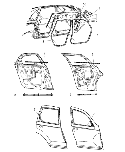 2006 Chrysler PT Cruiser Strip-Door Lower Secondary Diagram for 5152098AA