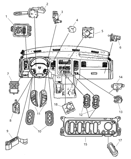 2005 Dodge Ram 3500 Switches - Instrument Panel Diagram