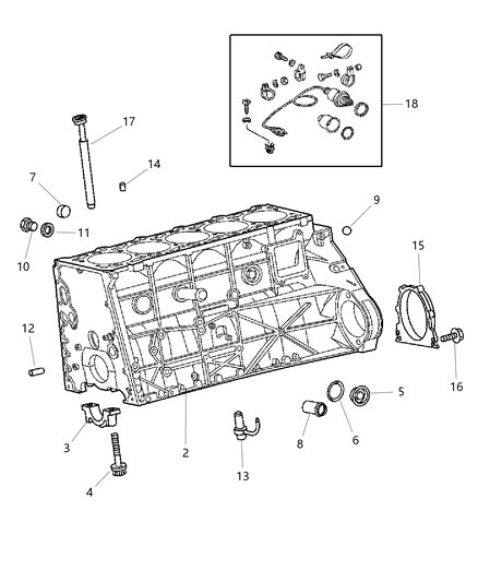 2003 Dodge Sprinter 2500 Cylinder Block & Related Parts Diagram