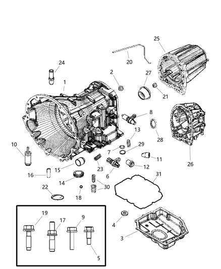 2006 Jeep Liberty Transmission Case & Extension & Related Parts Diagram 3