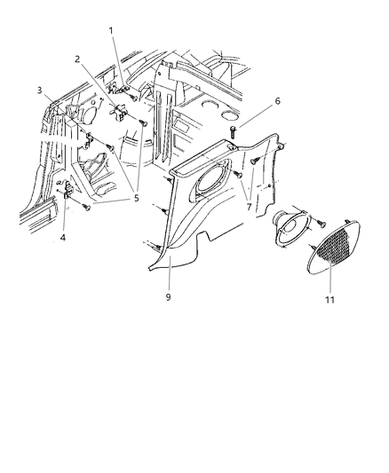 2000 Chrysler Sebring Convertible Quarter Trim Panel Diagram
