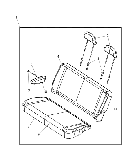 2008 Dodge Grand Caravan Cover&FOA-Rear Seat Cushion Diagram for 1LC471D5AA