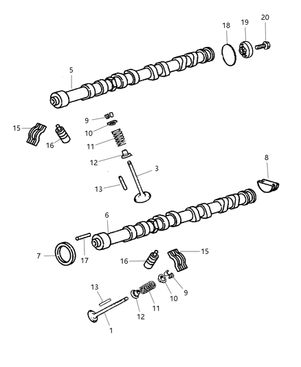 2003 Chrysler Sebring Sedan & Convertible Camshaft & Valves Diagram 1