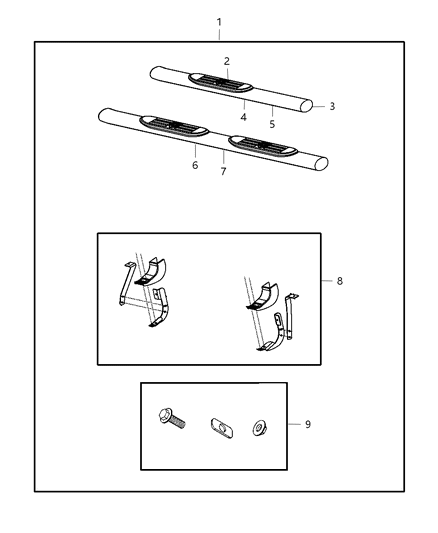 2013 Ram 4500 Step Kit-Tubular Side Diagram for 82213619