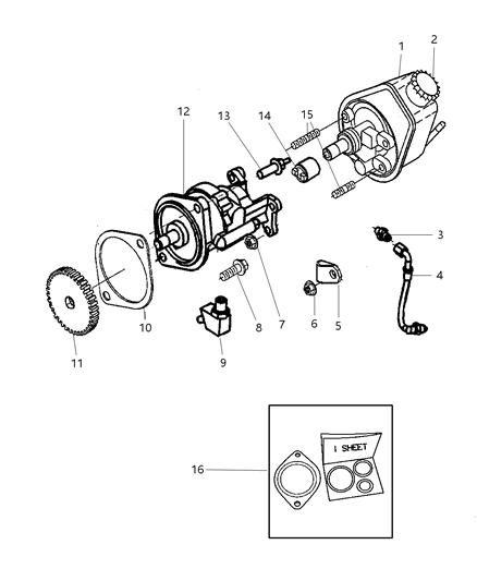 2001 Dodge Ram 3500 Quad & Club Cab Power Steering Pump & Mounting Diagram 2