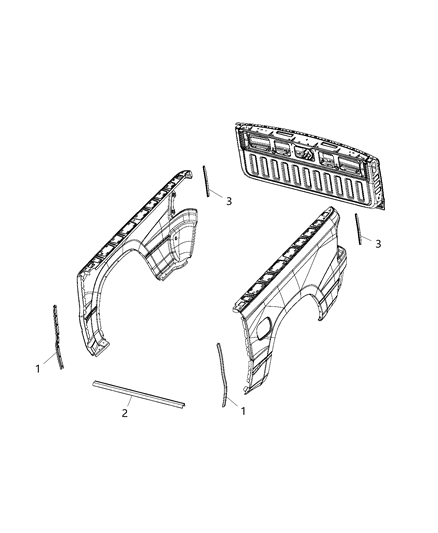 2021 Ram 1500 Weatherstrips, Box To Cab Diagram