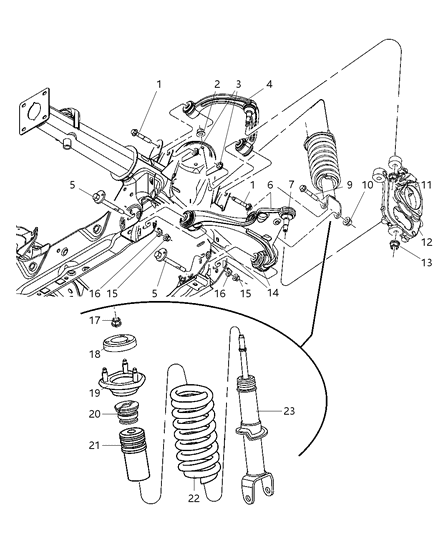 2005 Dodge Dakota Mount-Shock Upper Diagram for 52013484AB