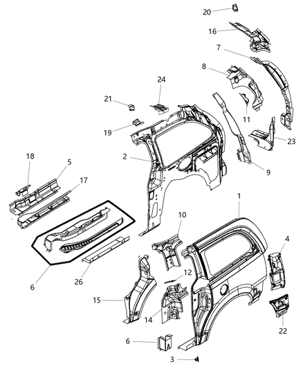 2010 Dodge Grand Caravan TROUGH-LIFTGATE Opening Diagram for 4894776AC