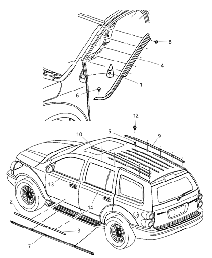 2009 Chrysler Aspen SILL-Body Side Diagram for 55364105AB