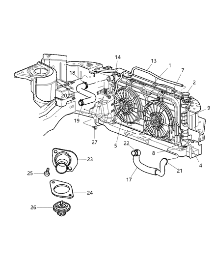 2003 Chrysler Town & Country Engine Cooling Radiator Diagram for 4809168AD