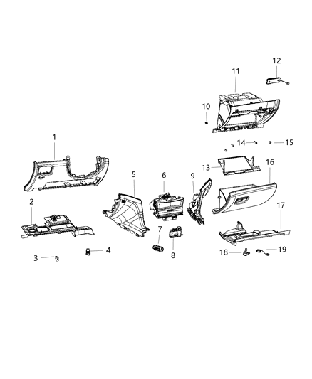 2021 Jeep Grand Cherokee Glove Box Diagram for 6QX95PS4AA