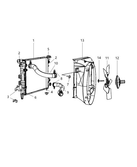 2008 Dodge Ram 3500 Cab Chassis Radiator & Related Parts Diagram 1