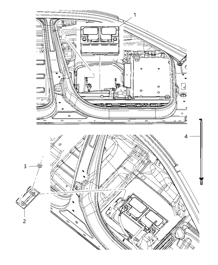 2013 Dodge Durango Battery Tray & Support Diagram