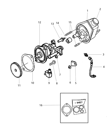 2000 Dodge Ram 2500 Power Steering Pump & Mounting Diagram 2