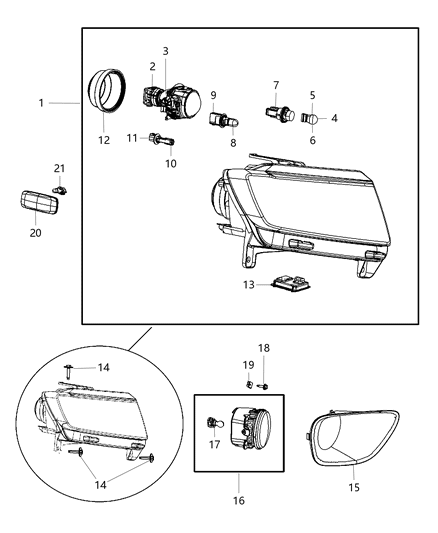 2012 Jeep Grand Cherokee Lamps, Front Diagram