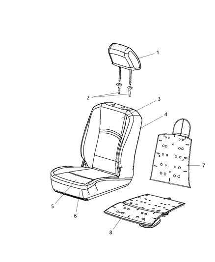 2012 Ram 1500 Front Seat Cushion Cover Diagram for 5LD50DK2AA