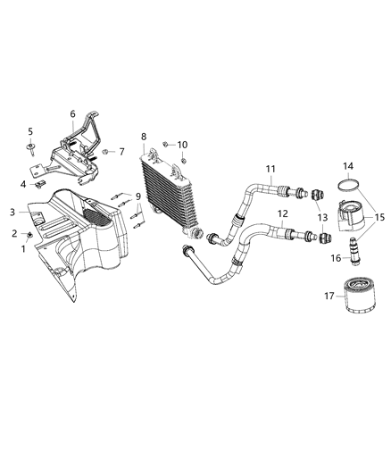 2017 Dodge Challenger Engine Oil , Filter , Adapter / Oil Cooler & Hoses / Tubes Diagram 4