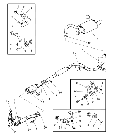 1997 Chrysler Sebring Coupe Exhaust Pipe & Muffler Diagram 1