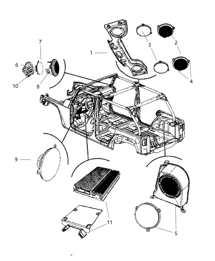 2010 Jeep Wrangler Housing-Speaker Diagram for 5064196AC