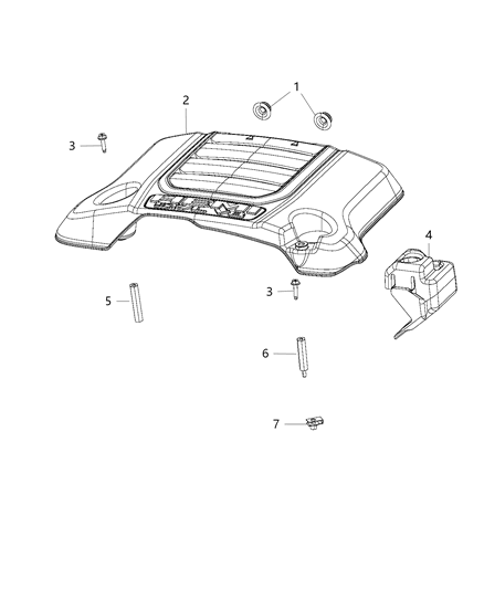 2019 Ram 1500 Engine Cover & Related Parts Diagram 2