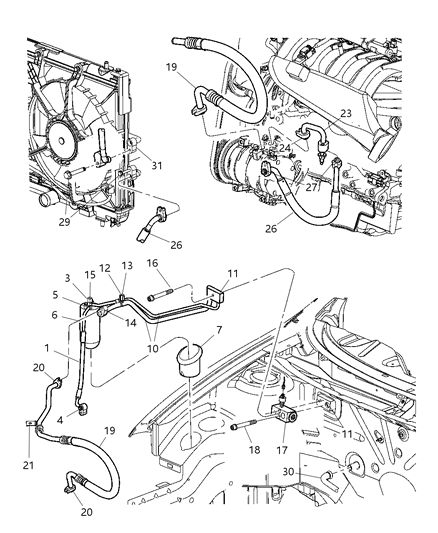 2004 Dodge Neon Line-A/C Suction Diagram for 5290243AB