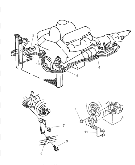2002 Dodge Ram 2500 Quad & Club Cab Transmission Oil Cooler & Lines Diagram 2