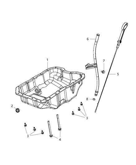 2015 Jeep Patriot Engine Oil Pan & Engine Oil Level Indicator & Related Parts Diagram 1