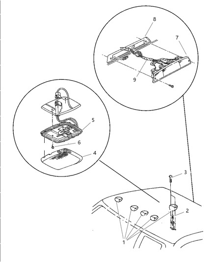 1997 Dodge Ram 2500 MEX Parts-Cab Roof CLNC & IDENT Diagram for 55054894