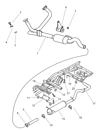 2000 Dodge Dakota Catalytic Converter Diagram for 52103255AC