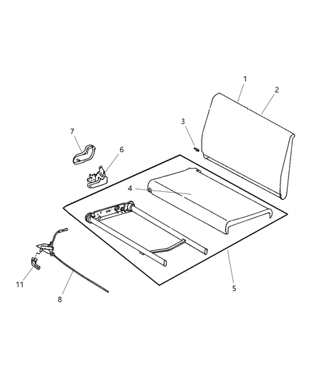 1997 Dodge Ram 1500 Rear Seat & Attaching Parts Diagram