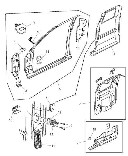 1998 Dodge Ram 1500 Seal Body Side Diagram for 55275460AA