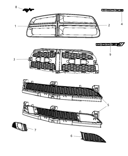 2012 Dodge Charger Grilles & Related Items Diagram 1