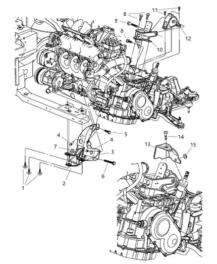 2004 Dodge Grand Caravan Mount, Front & Rear Diagram