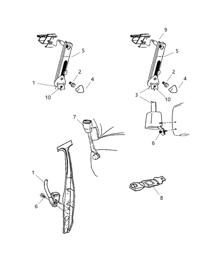 2003 Dodge Ram Van Slide-Seat Belt Turning Loop Diagram for 5GT96XDVAB