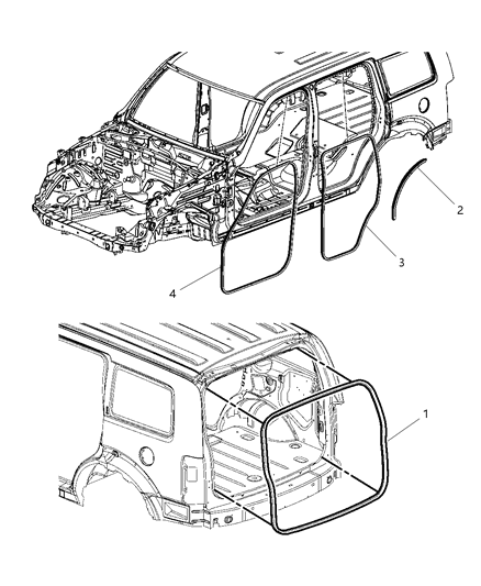 2009 Dodge Nitro WEATHERSTRIP-LIFTGATE Opening Diagram for 55369134AD